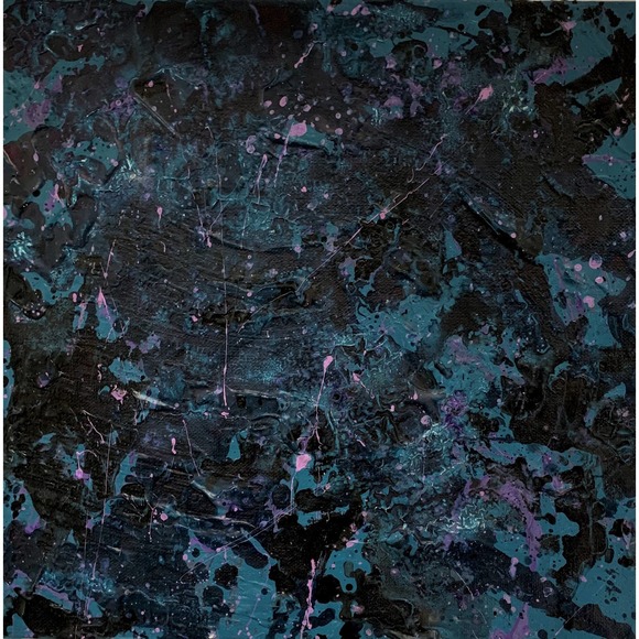 Original Abstract Blue and Black Painting | Unique Abstract Blue Wall Décor - Picture 6 of 9